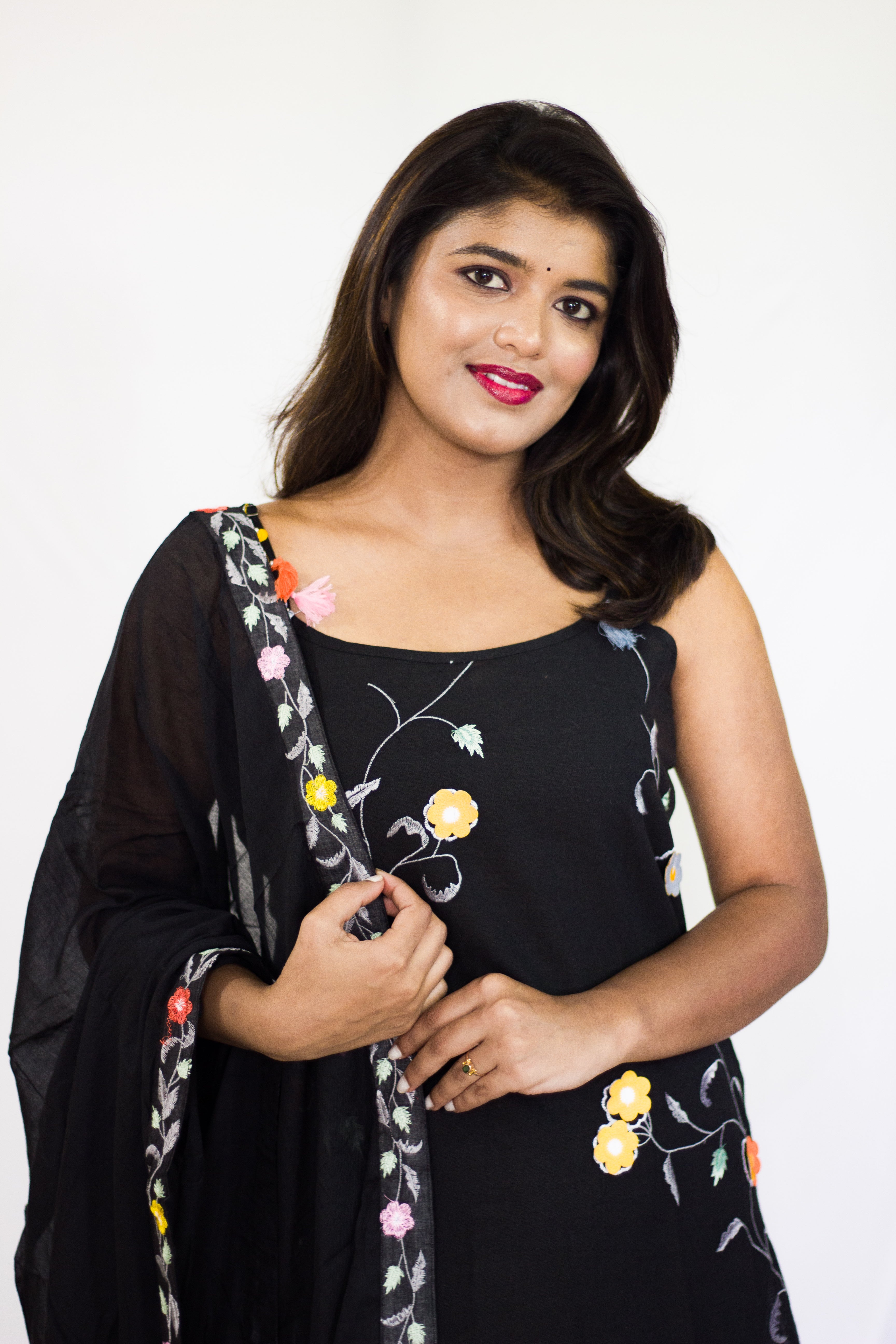 Embroidery Cotton Black Salwar 3 Pcs Set