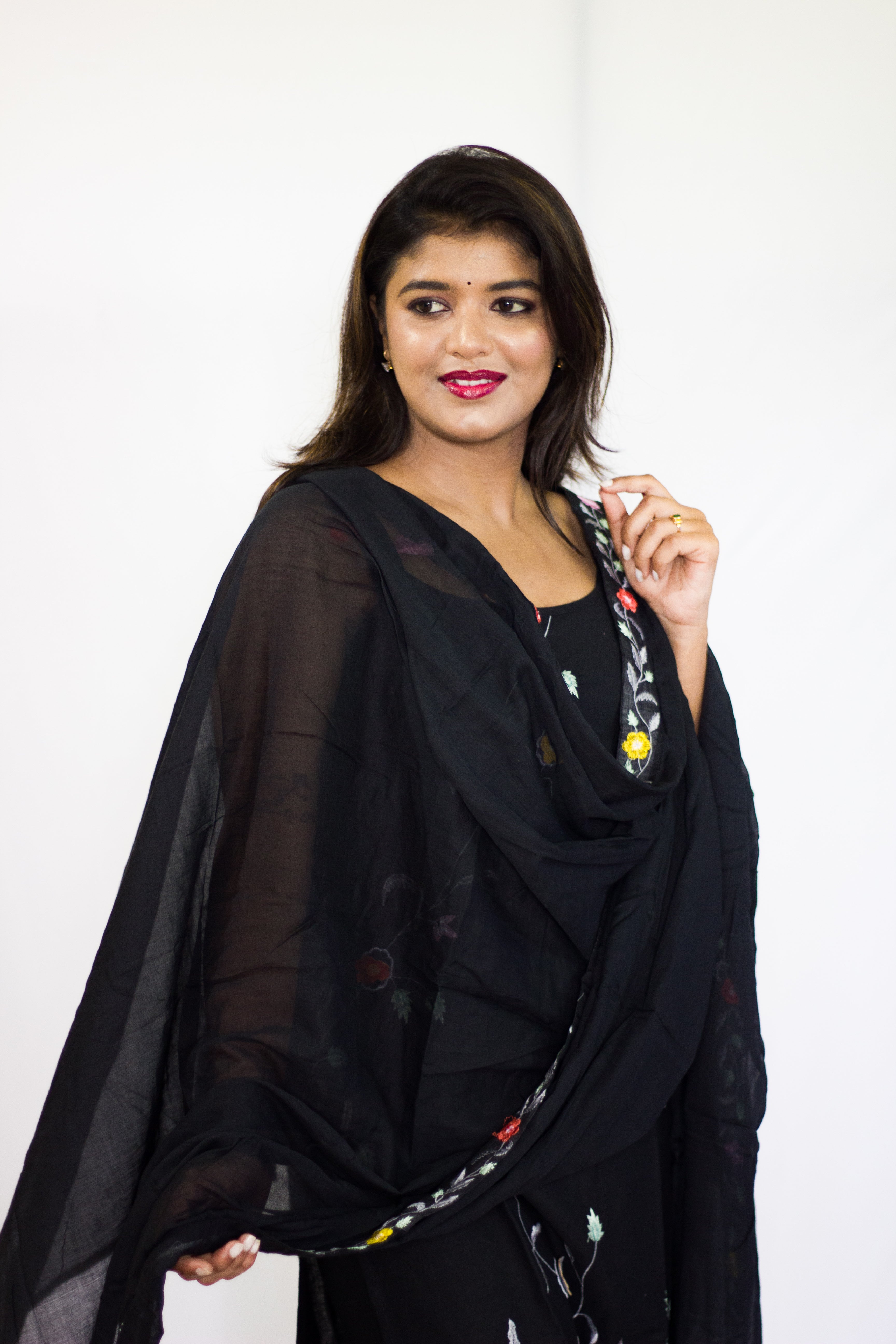 Embroidery Cotton Black Salwar 3 Pcs Set