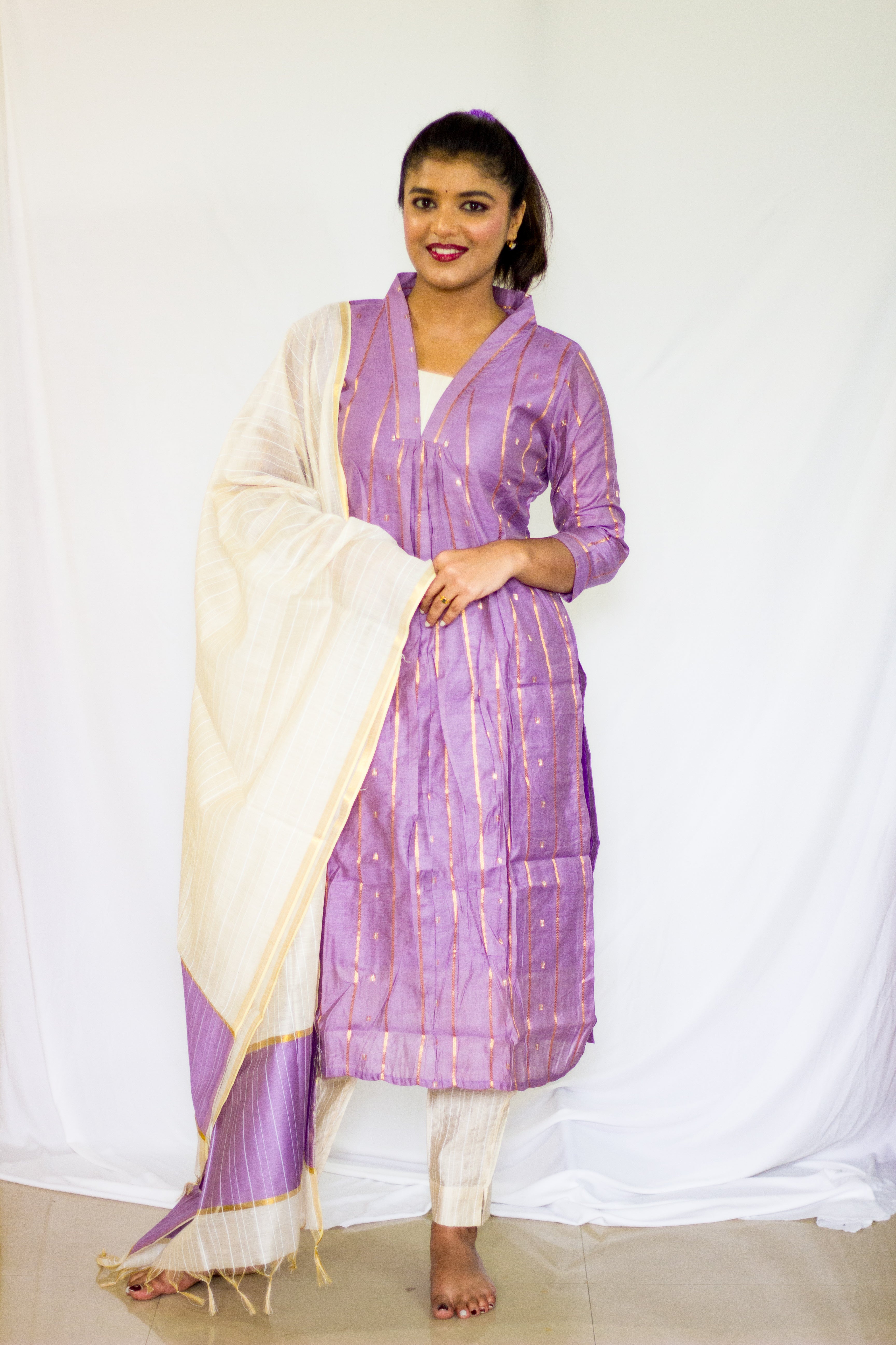 Chenderi Silk Lavender 3 Pcs Set