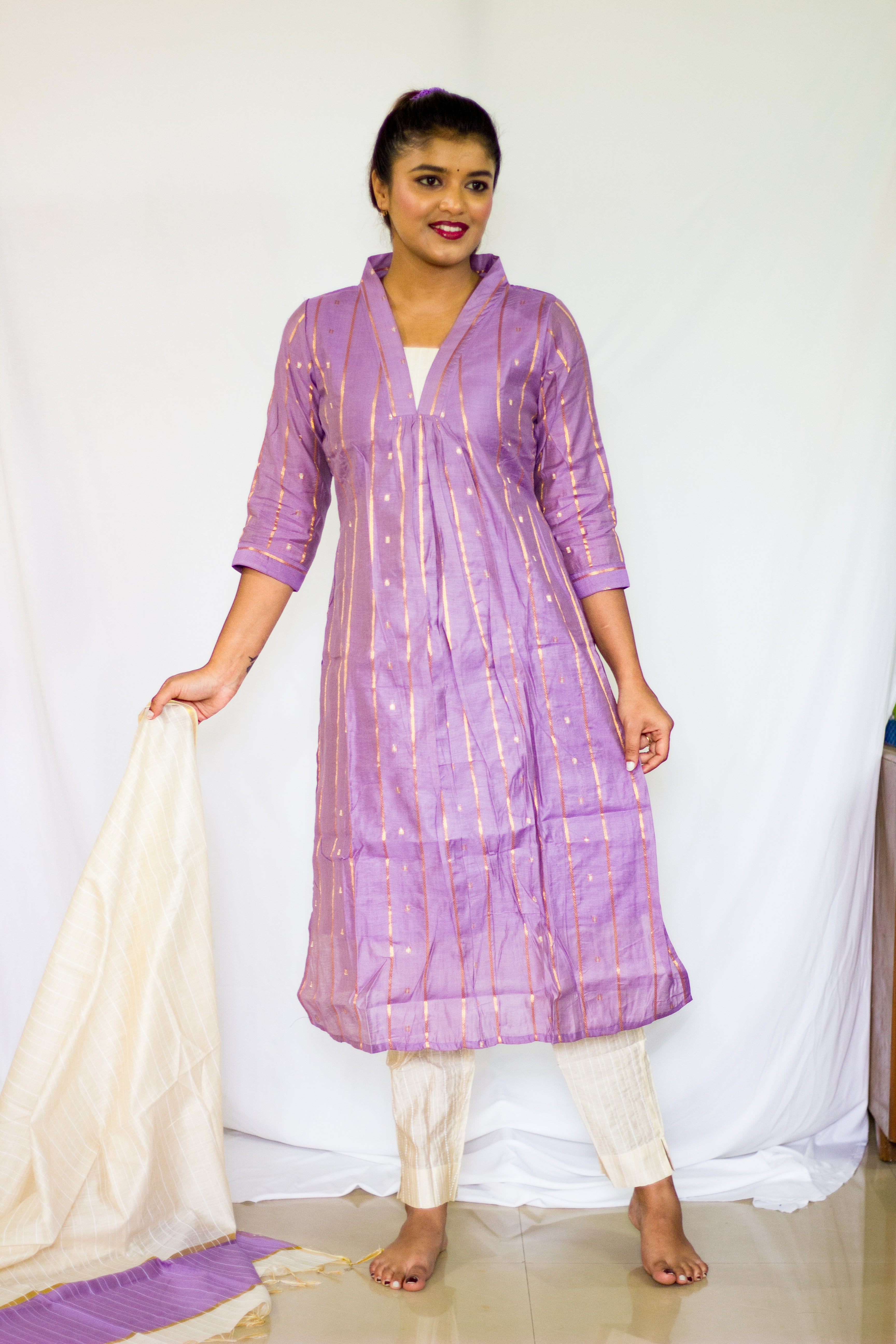 Chenderi Silk Lavender 3 Pcs Set