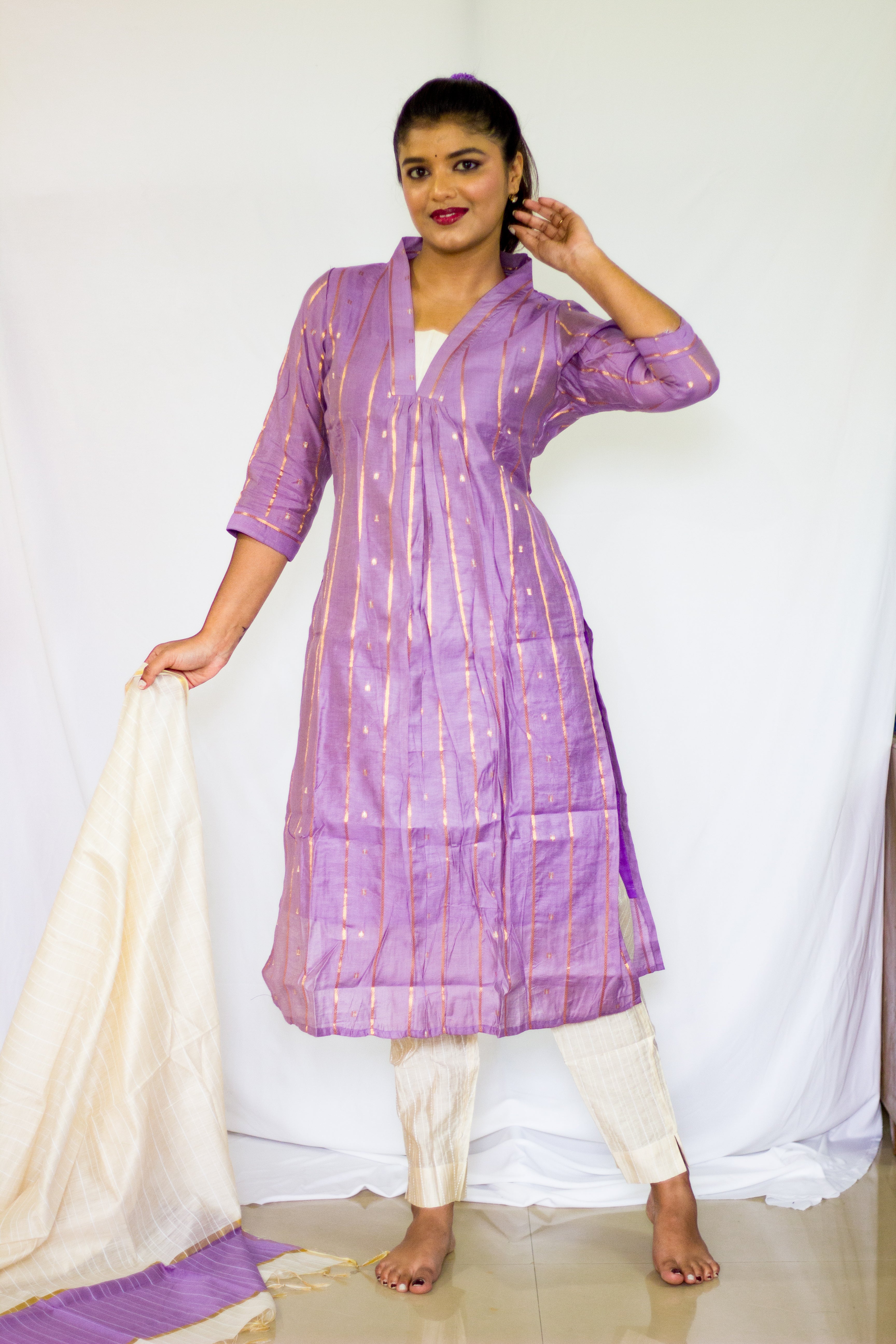 Chenderi Silk Lavender 3 Pcs Set