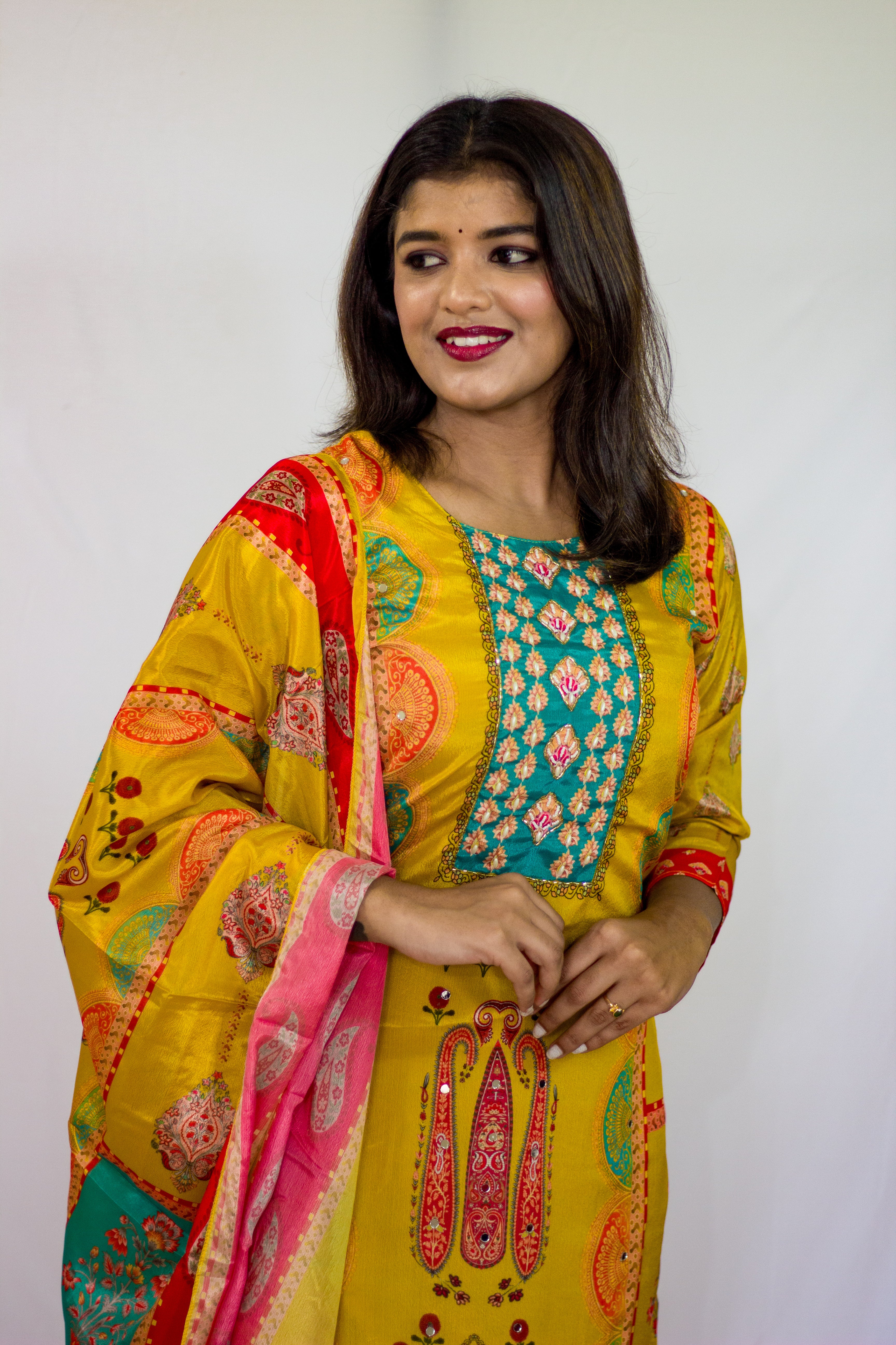 Yellow muslin silk 3 Pcs Set