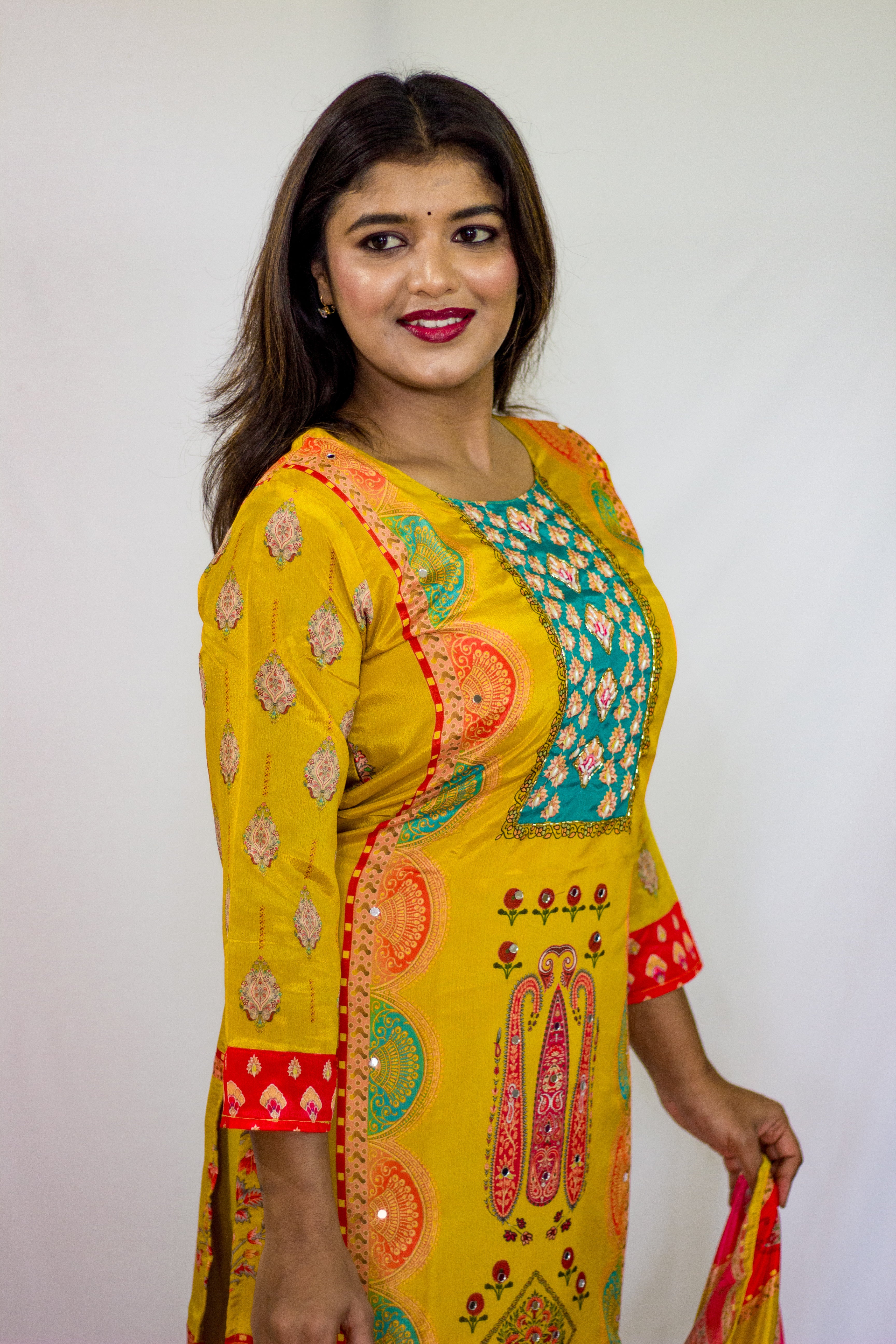 Yellow muslin silk 3 Pcs Set