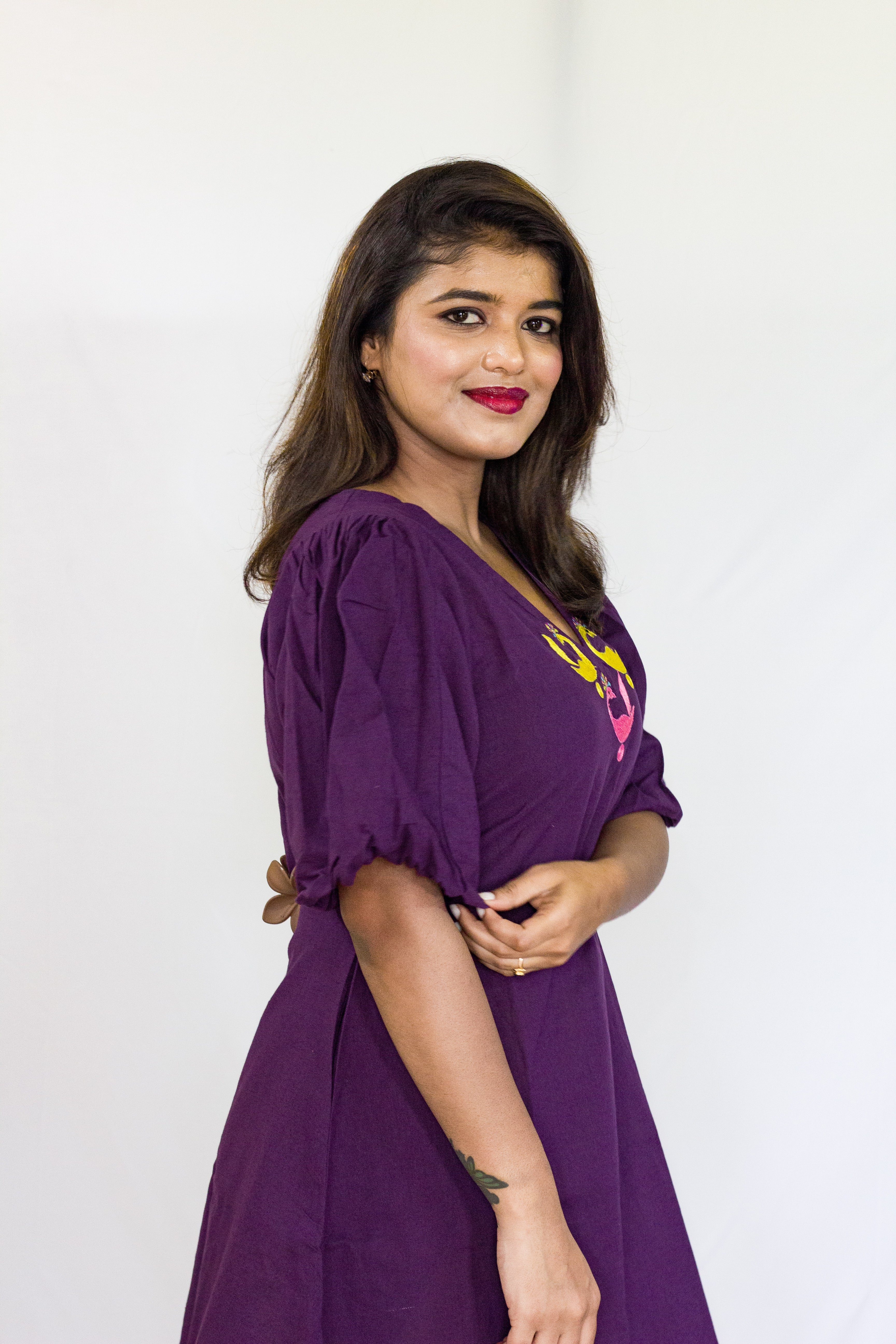 Purple Peacock designed Single piece