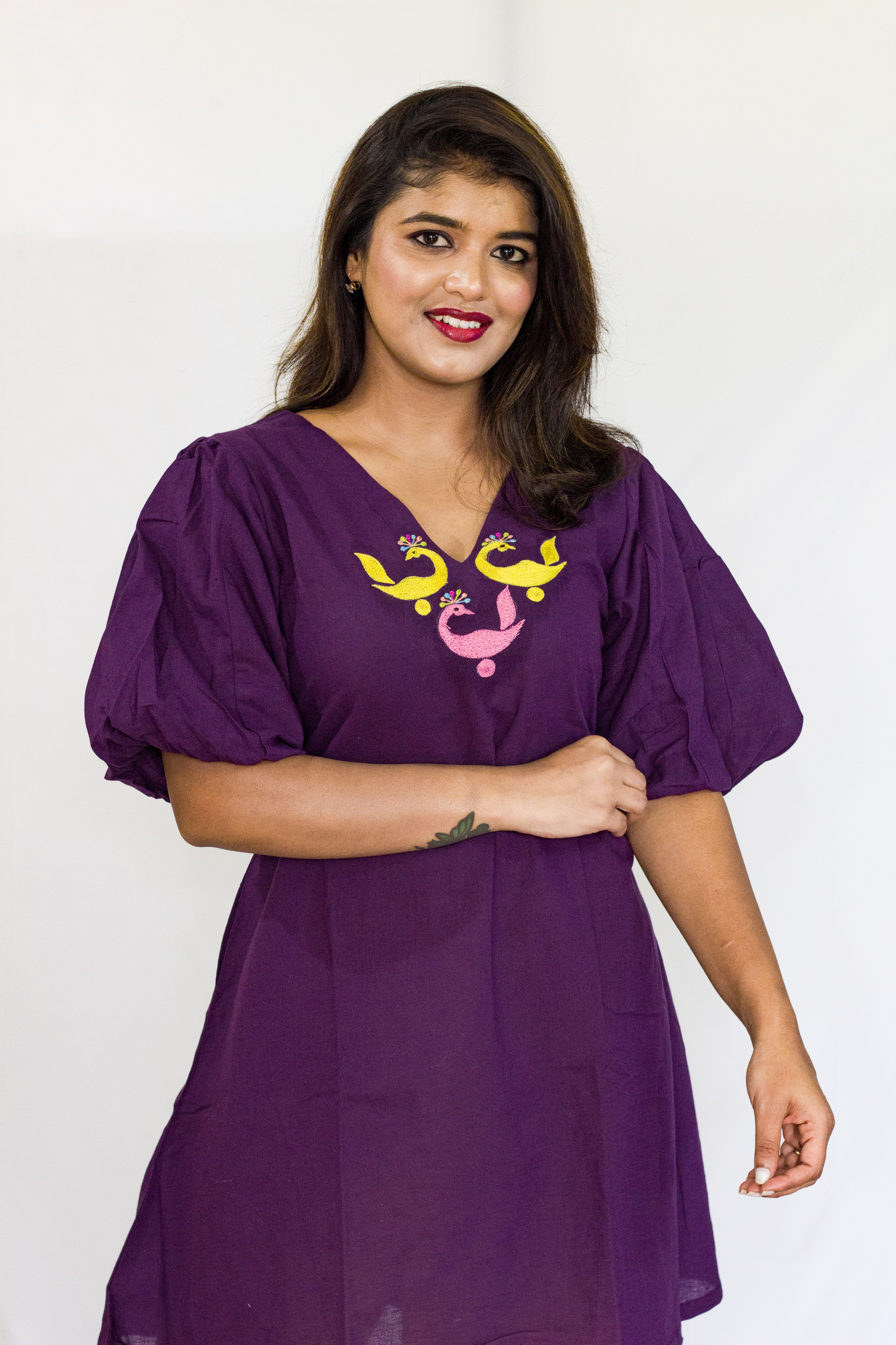 Purple Peacock designed Single piece
