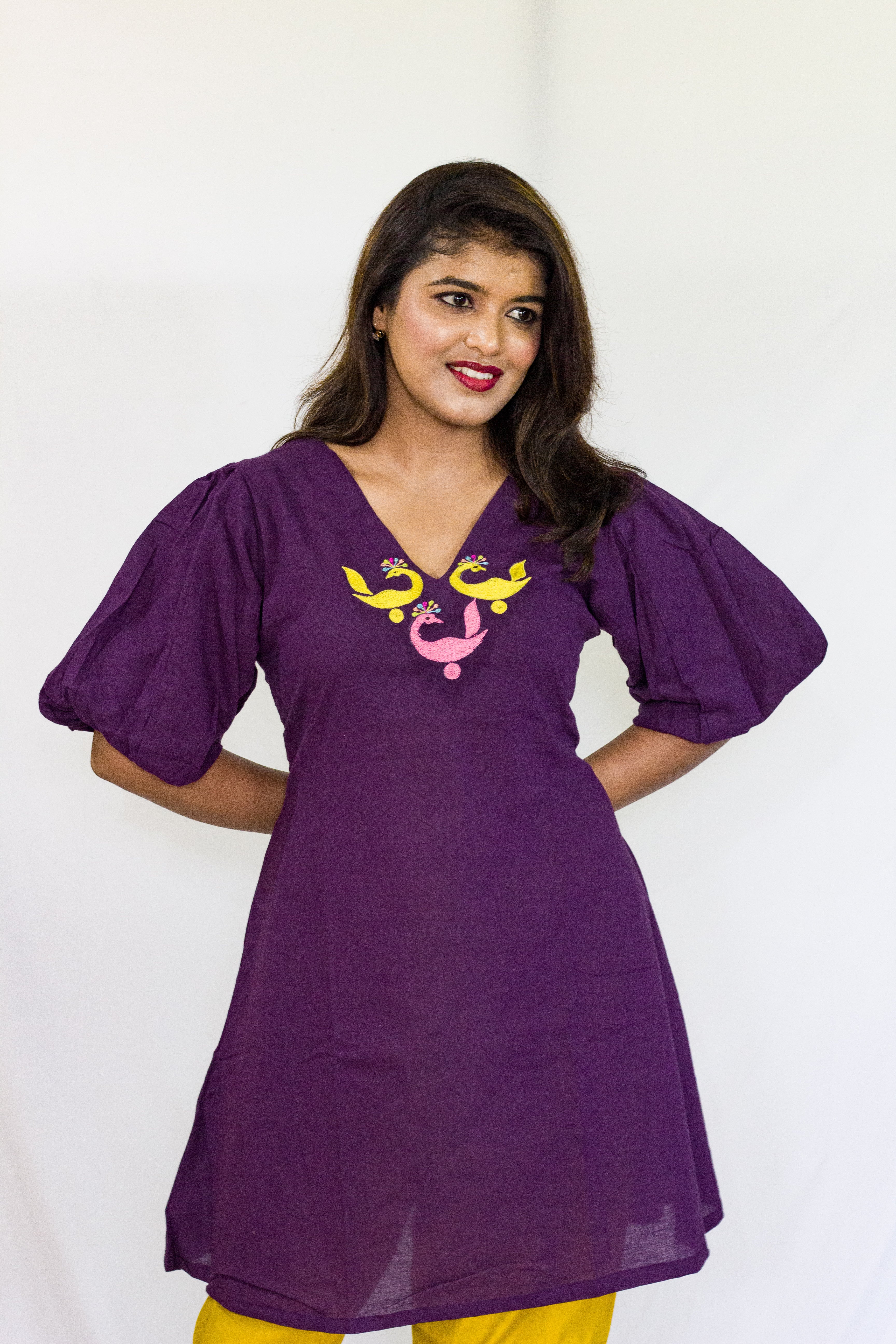 Purple Peacock designed Single piece