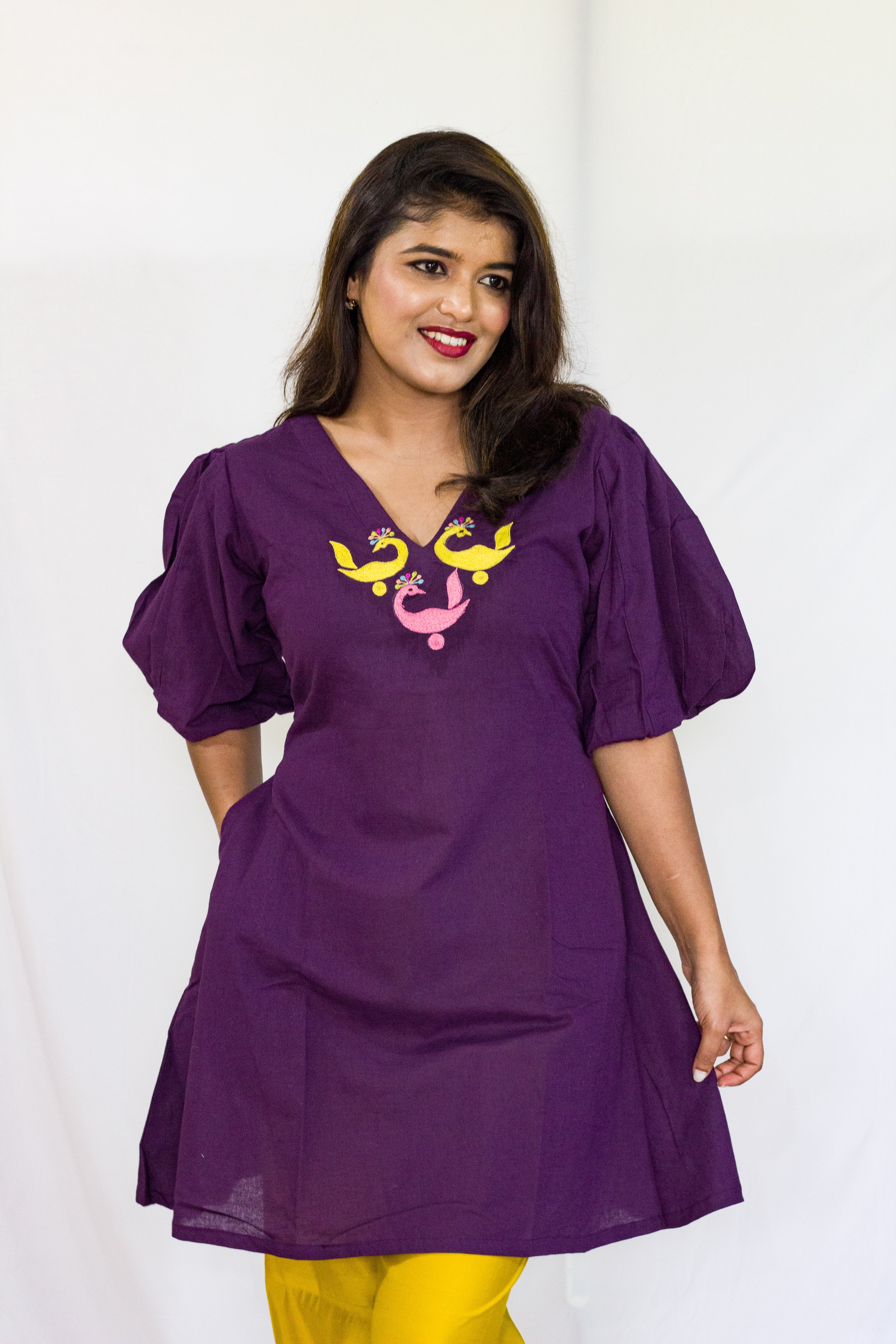 Purple Peacock designed Single piece