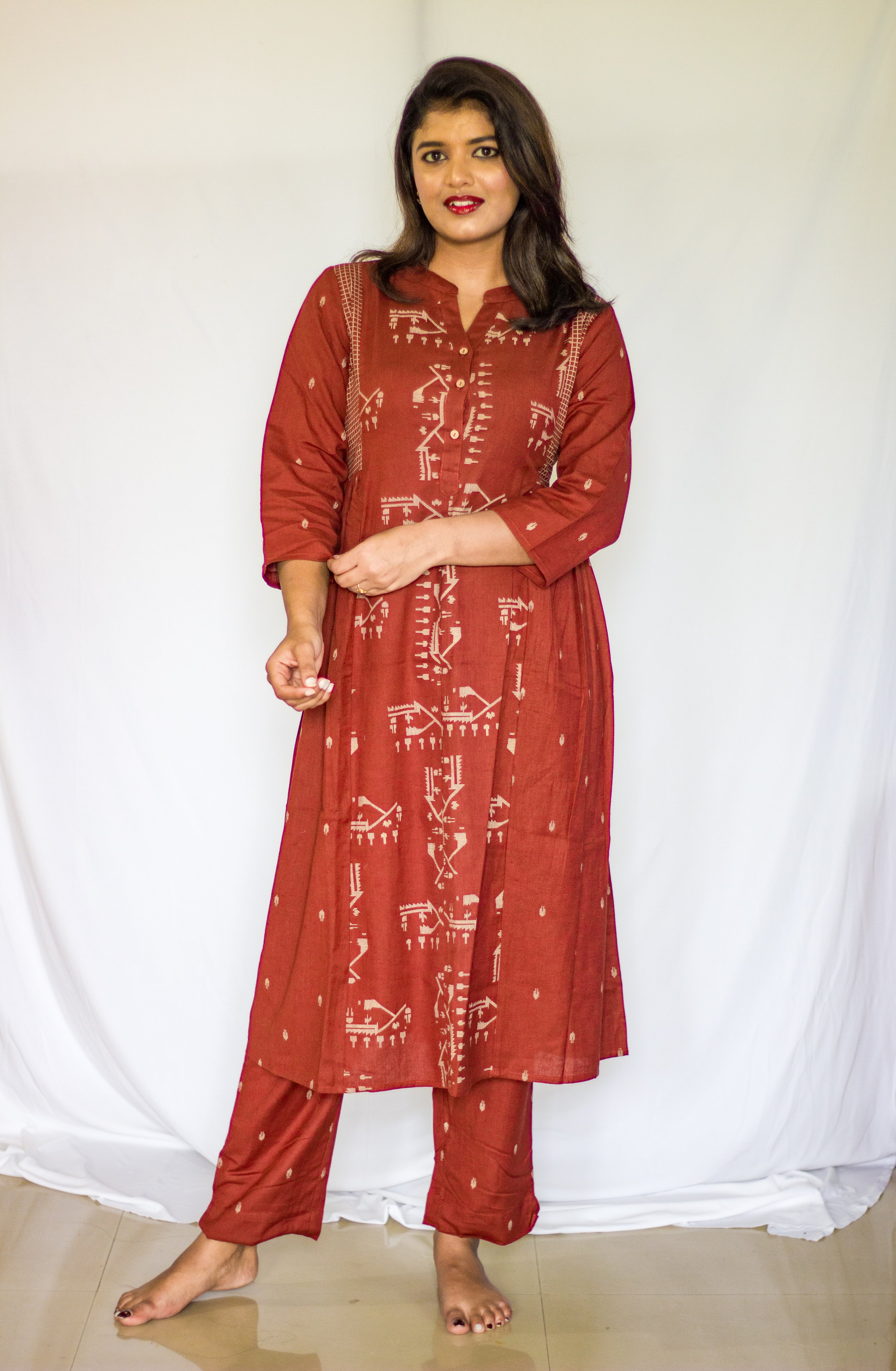 Cotton Dusky Brown  2 Pcs Set