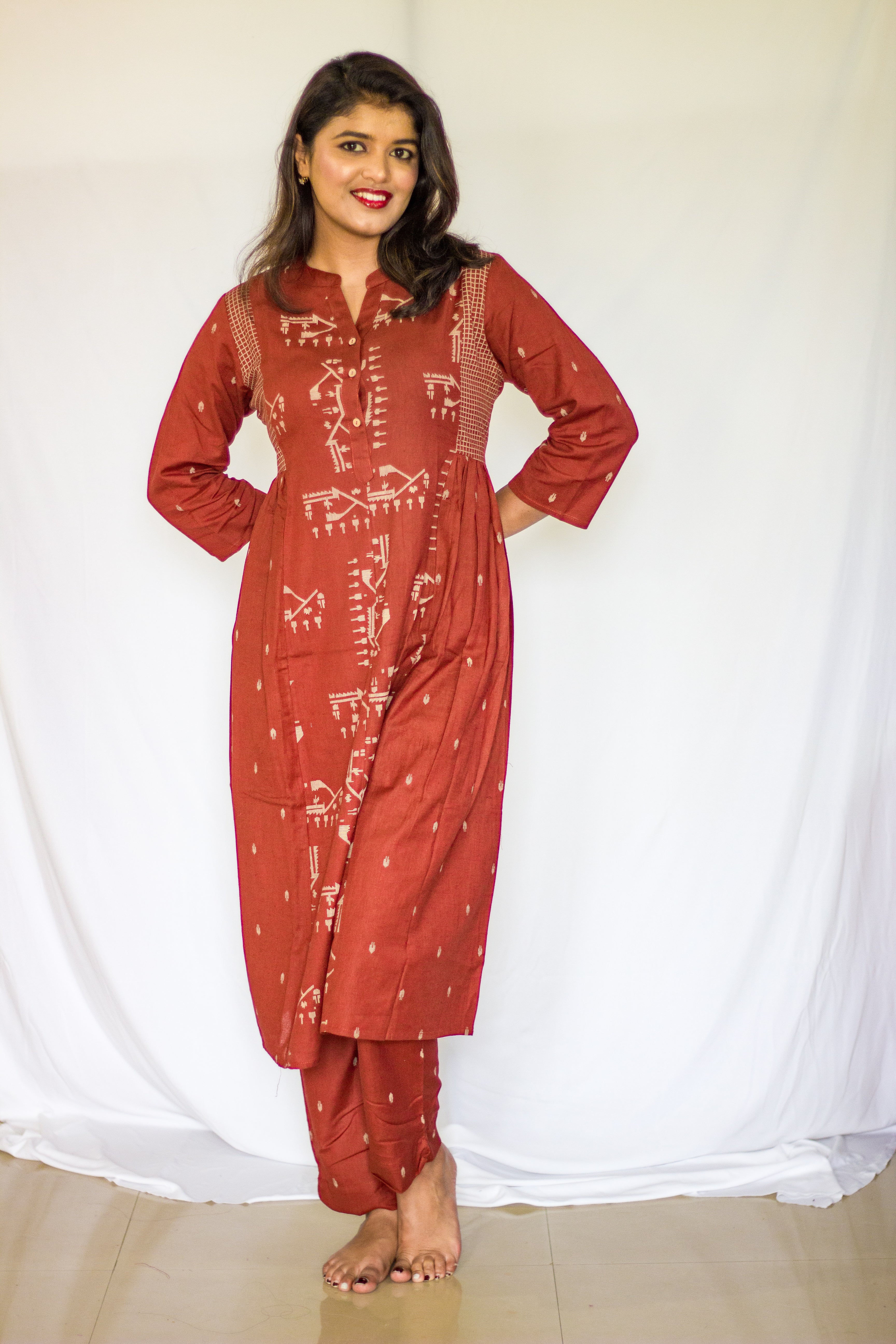 Cotton Dusky Brown  2 Pcs Set