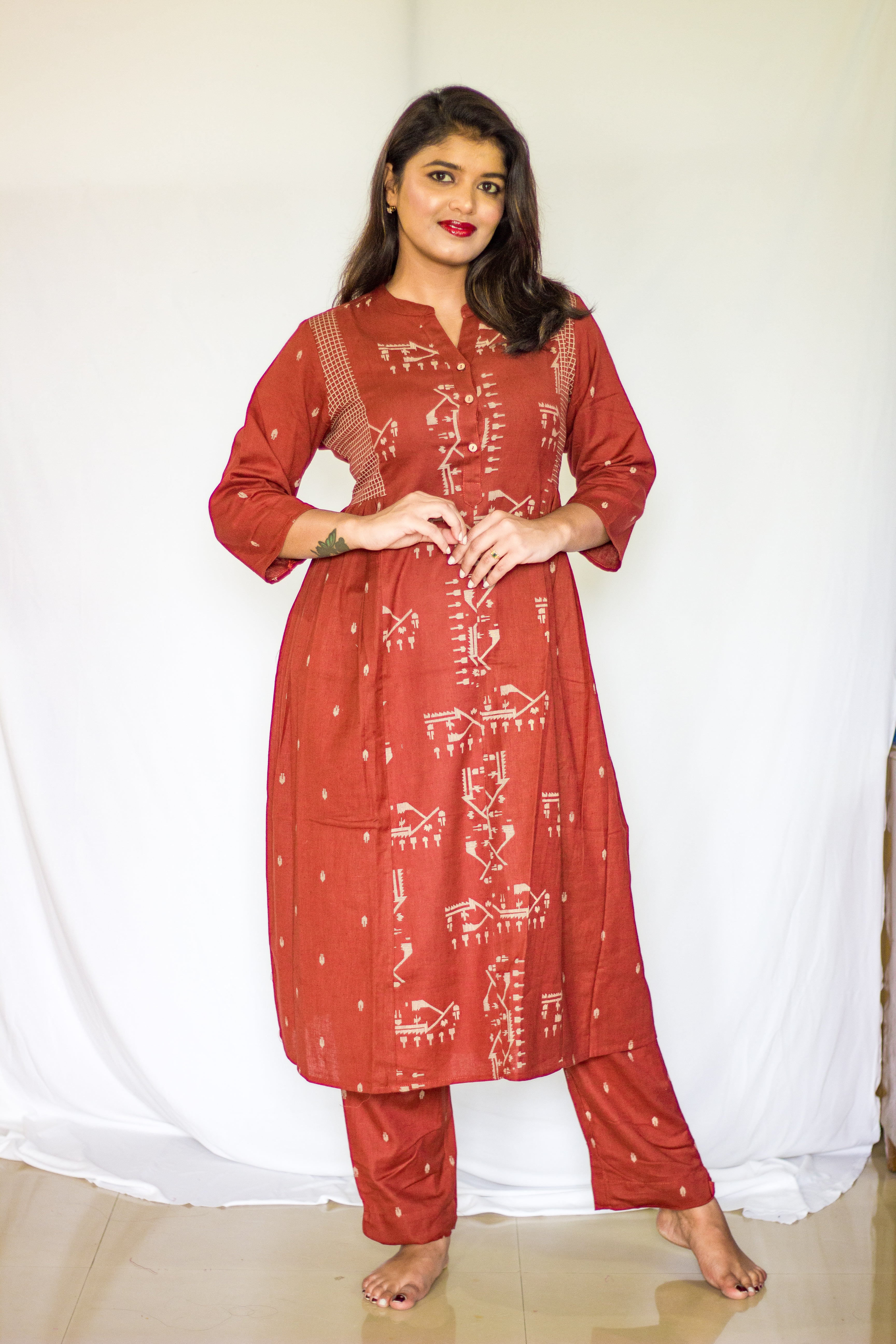 Cotton Dusky Brown  2 Pcs Set