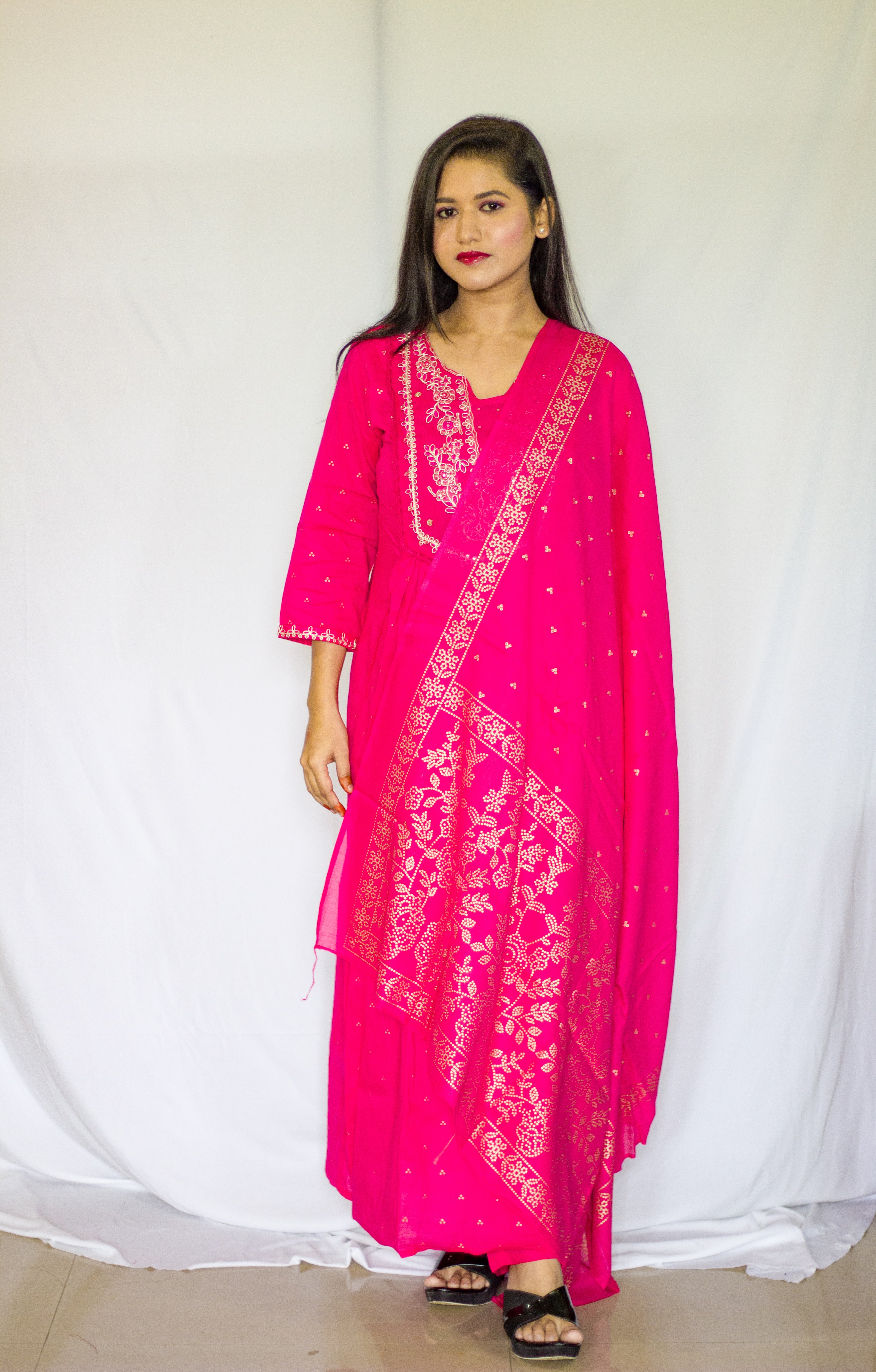 Pink Mul Cotton 3 Pcs Set