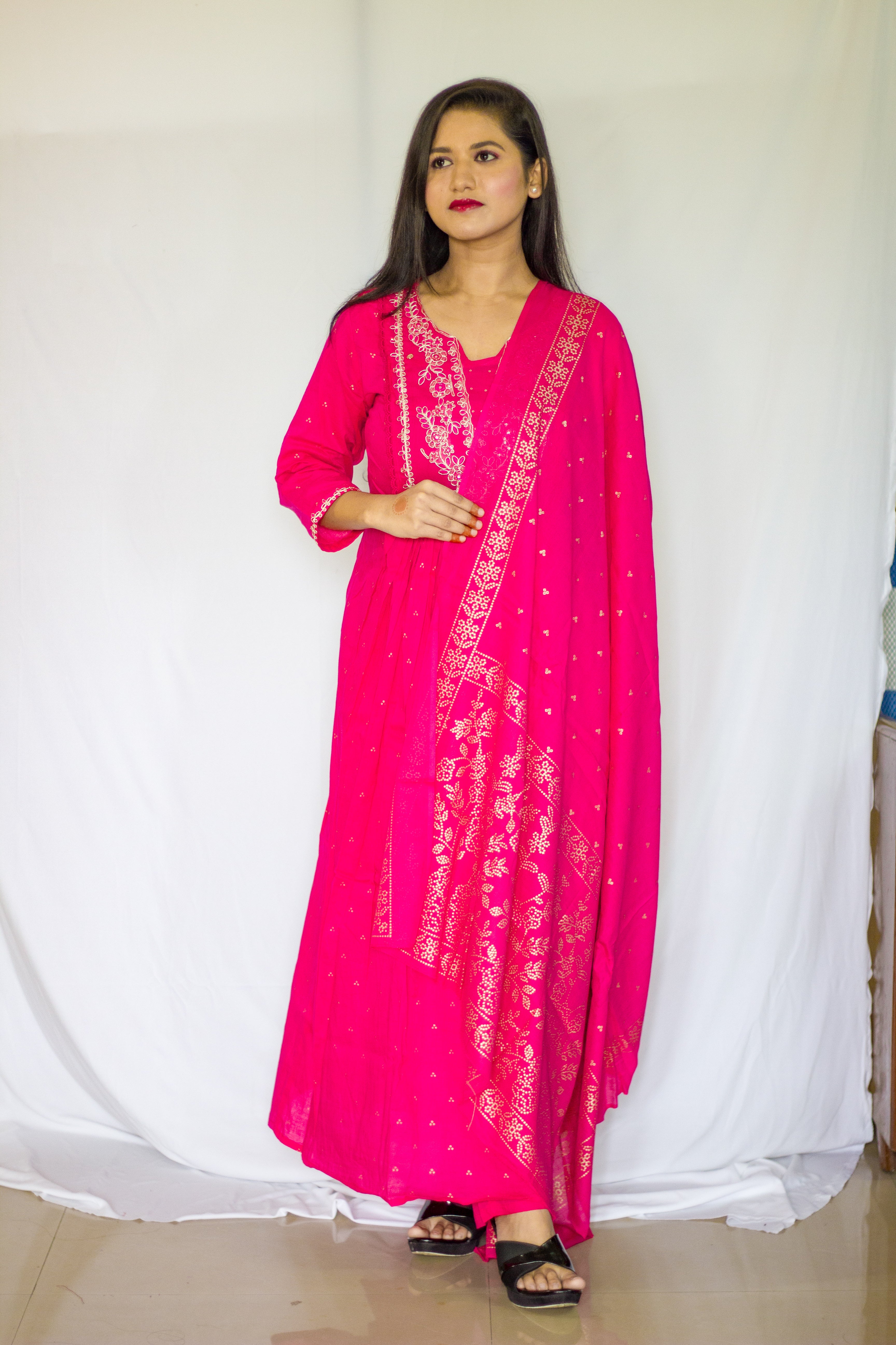 Pink Mul Cotton 3 Pcs Set