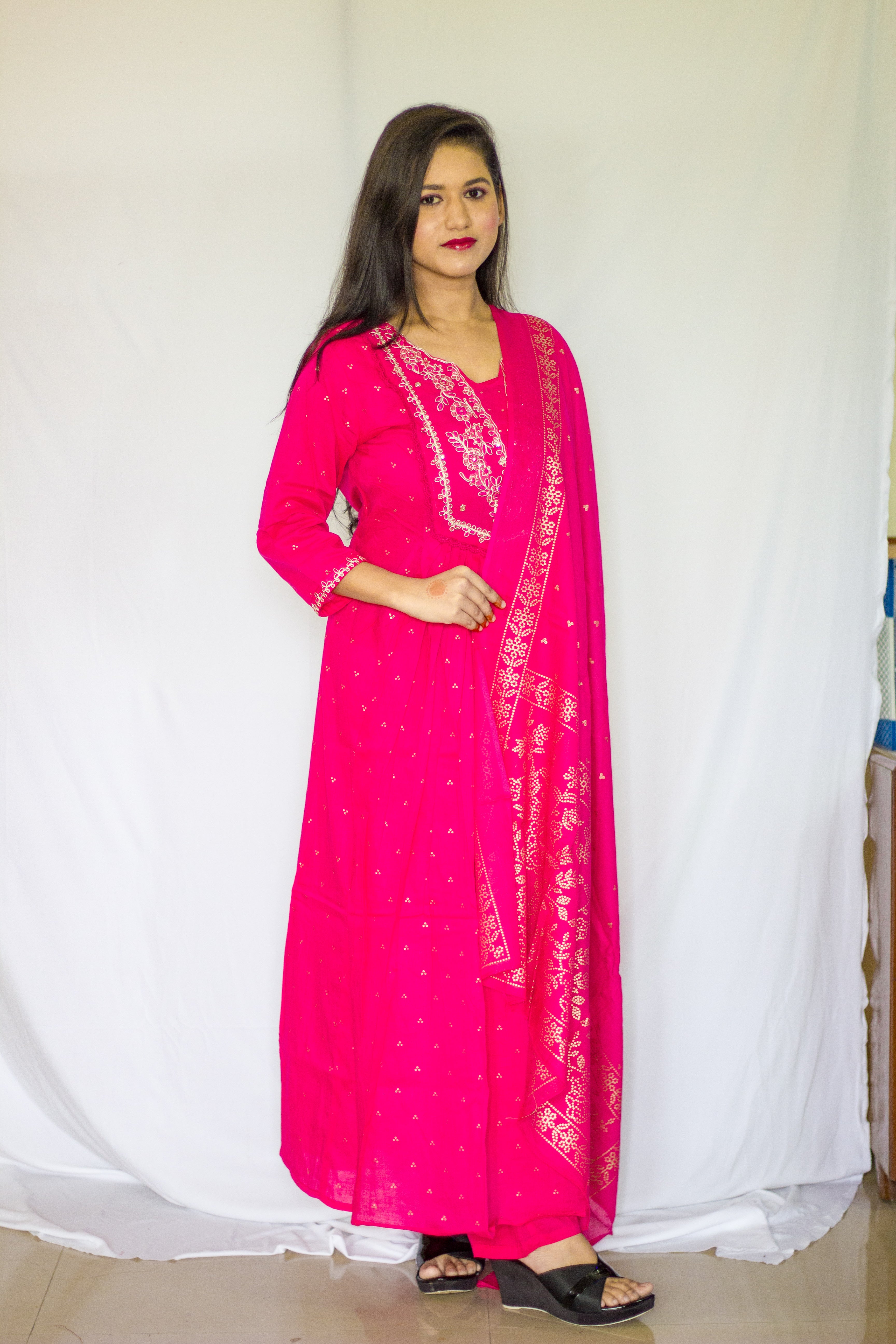 Pink Mul Cotton 3 Pcs Set