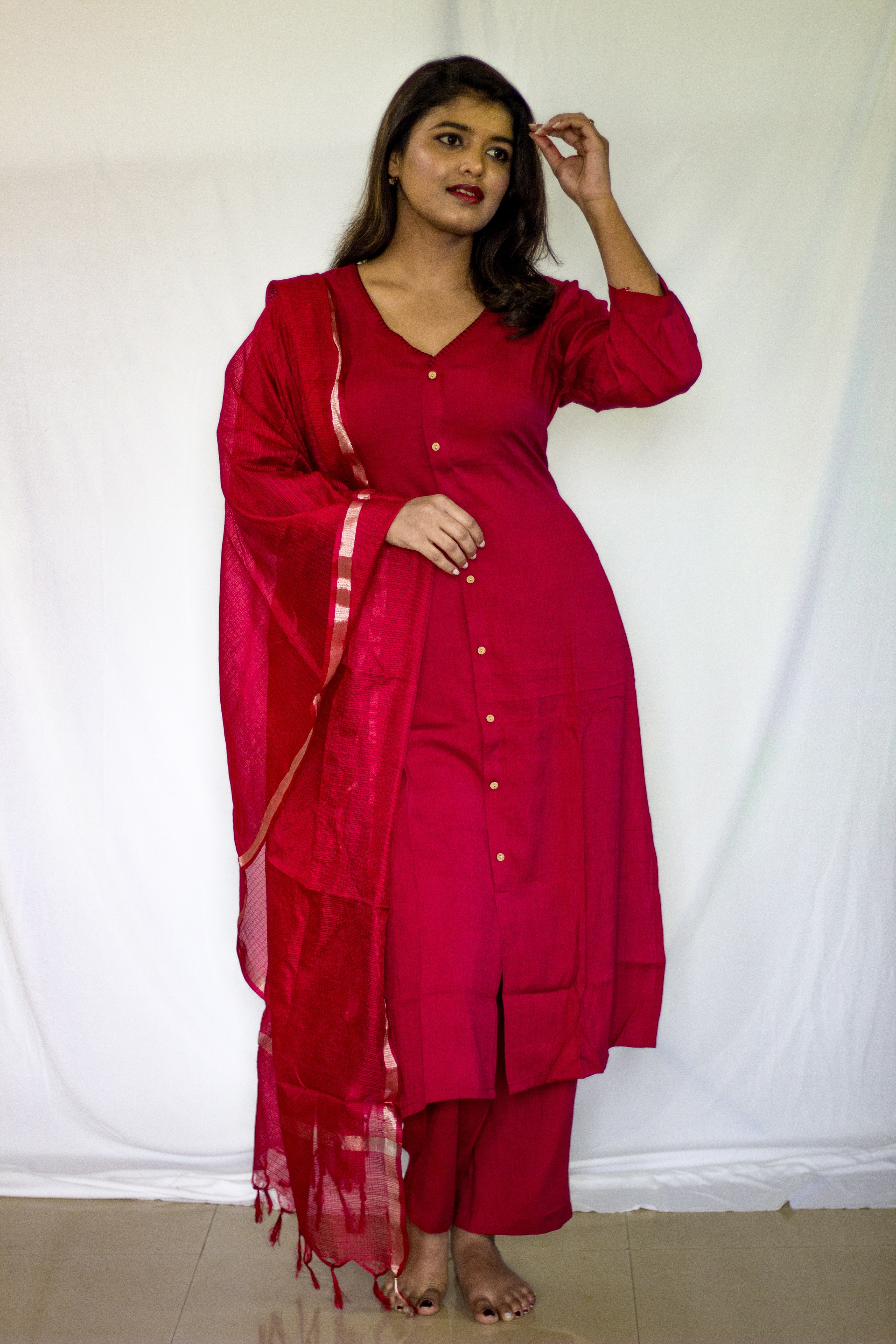 Linen Brown Colored 3 Pcs Set