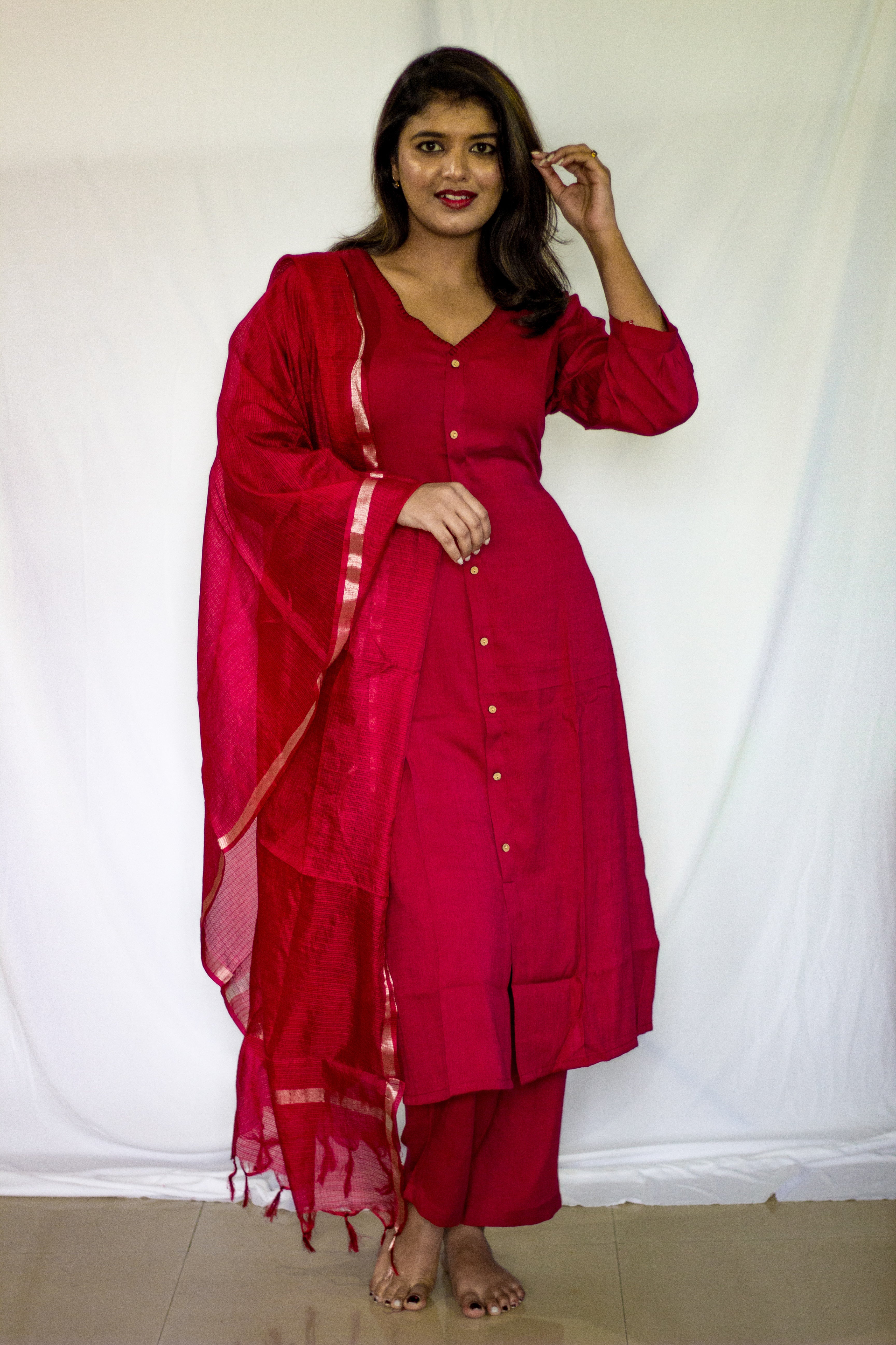 Linen Brown Colored 3 Pcs Set