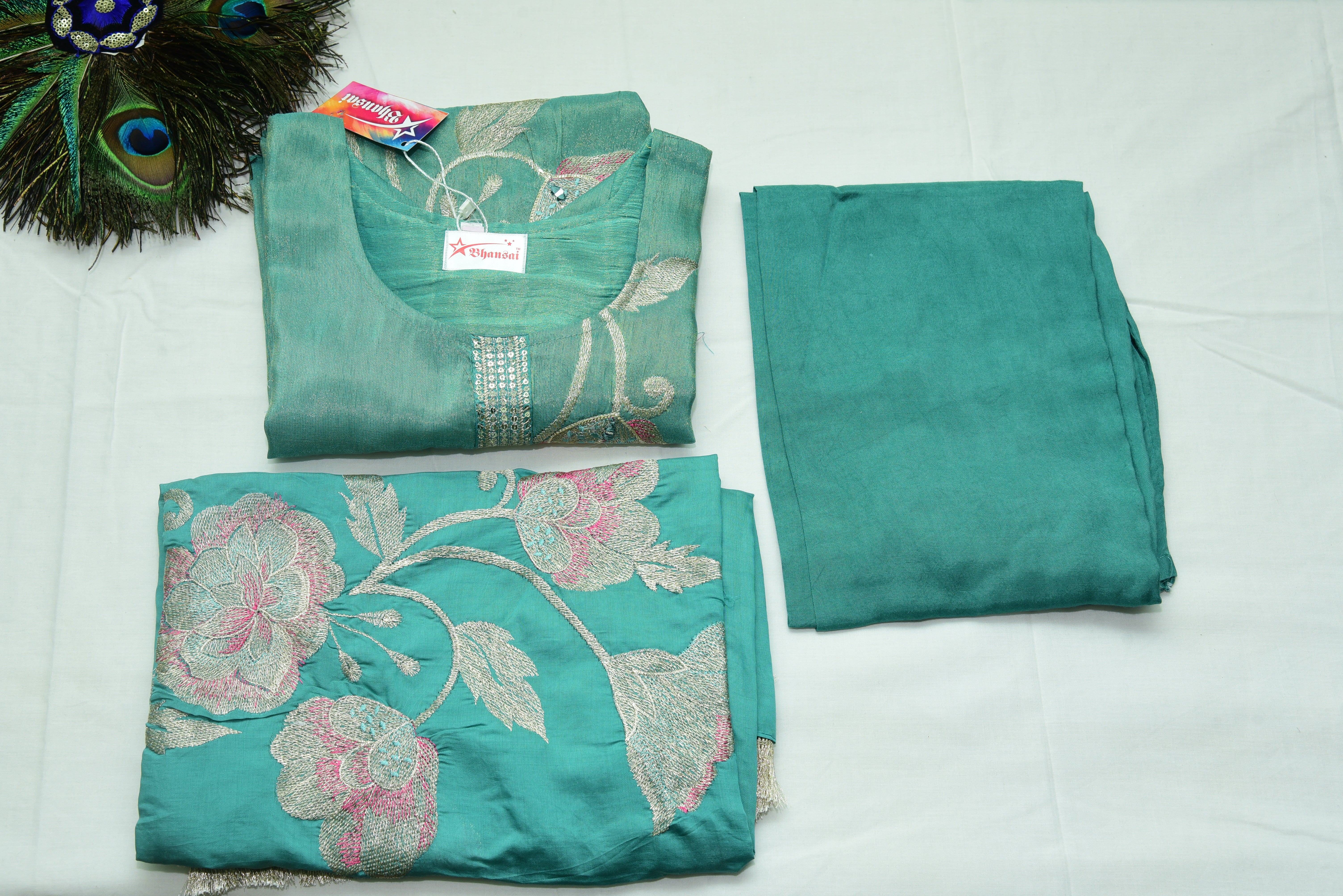 Green Festive Salwar Suit 3 Pcs