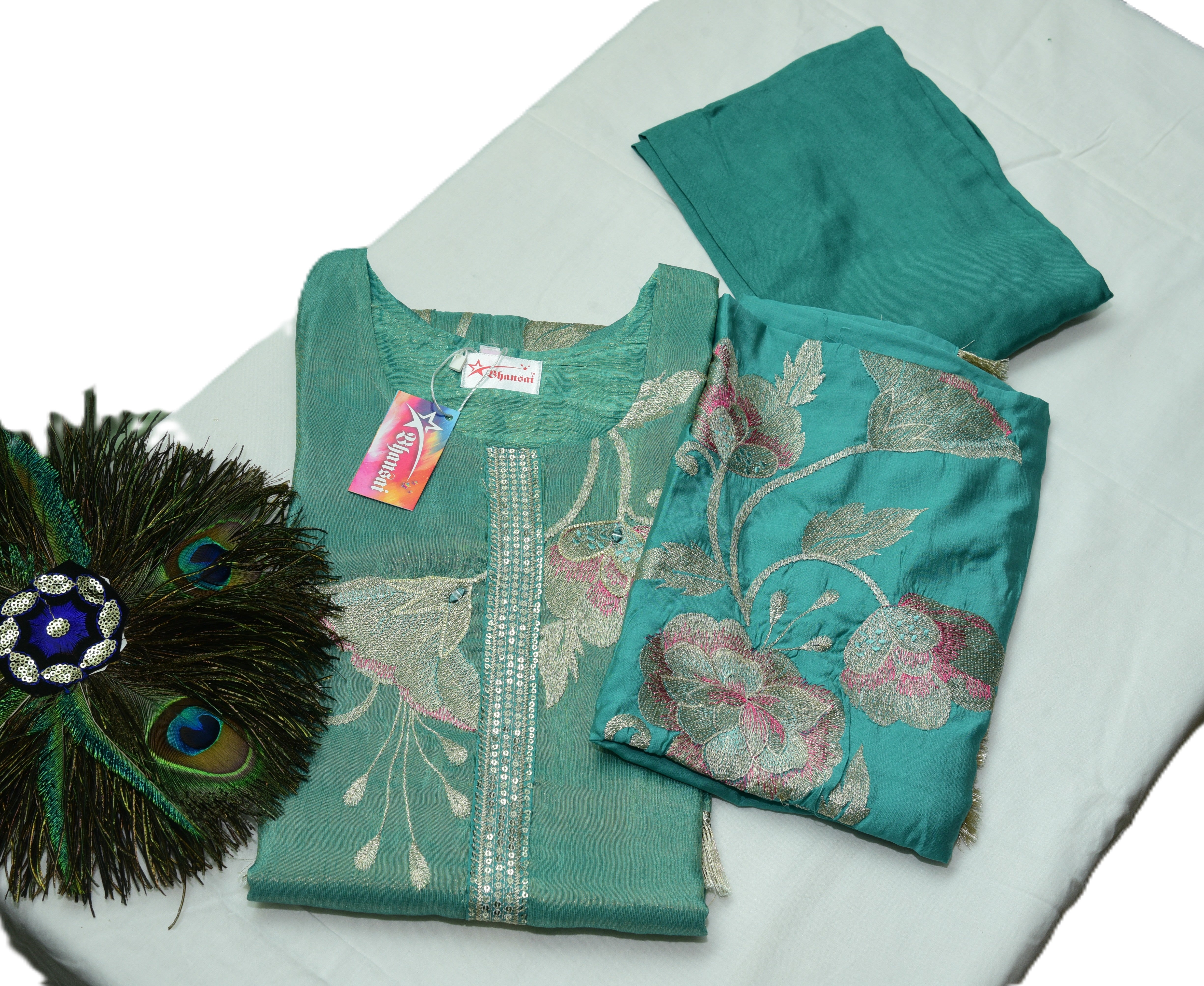 Green Festive Salwar Suit 3 Pcs