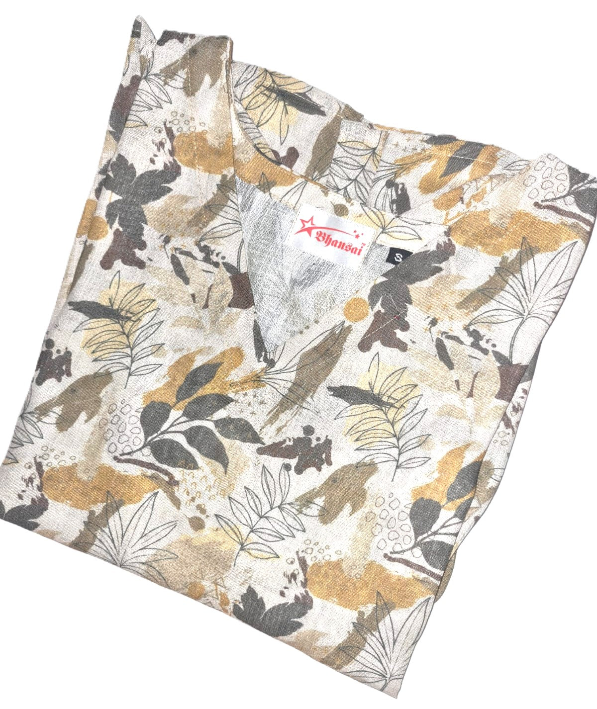 Premium Linen Grey-Green Floral pattern Peplum Top